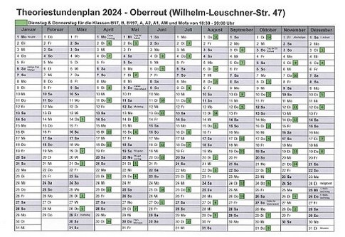 Theoriestundenplan Oberreut II - Fahrschule Frank Dopf Karlsruhe