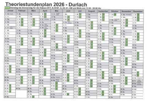 Fahrschule Frank Dopf - Theoriestundenplan DURLACH