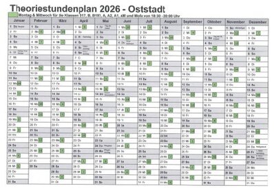 Theoriestundenplan Oststadt Fahrschule Frank Dopf, Karlsruhe
